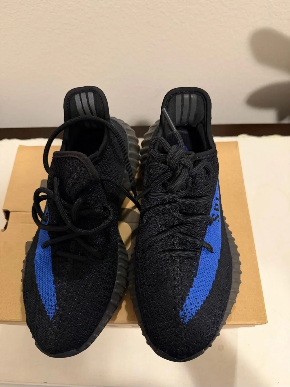 Yeezy Boost 350 V2 Black with Blue Stripe Sneakers